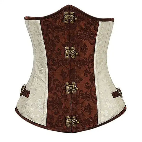 Steampunk Corsets for Women Gothic Corset Bustier Zipper Plus Size Vintage Faux Leather Corset Top Brown Plus Sizes
