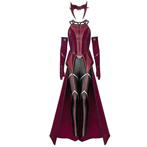 P-Jsmen Female Wanda Maximoff Cosplay Costume Scarlet Witch Headwear Cloak and Pants Full Set Outfit