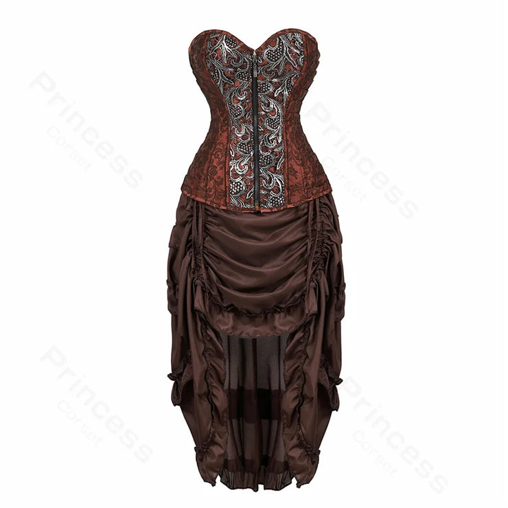 Steampunk Pirate Costume for Women – Cagalli Yulia cosplay Leather Corset Top with Drawstring Skirt Plus Size