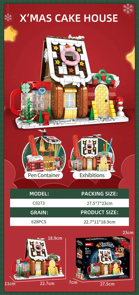 1084pcs New City Creativity Winter Village Christmas House Christmas ART House Model Building Blocks Bricks Kids Toys Christmas Gifts