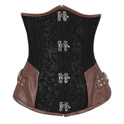 Steampunk Corsets for Women Gothic Corset Bustier Zipper Plus Size Vintage Faux Leather Corset Top Brown Plus Sizes