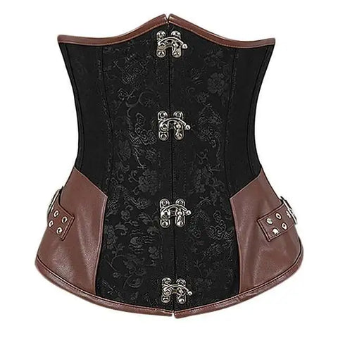 Steampunk Corsets for Women Gothic Corset Bustier Zipper Plus Size Vintage Faux Leather Corset Top Brown Plus Sizes