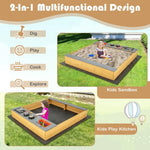 DORTALA Backyard Kids Sandbox Outdoor Wooden Sandpit