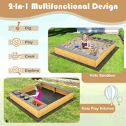 DORTALA Backyard Kids Sandbox Outdoor Wooden Sandpit