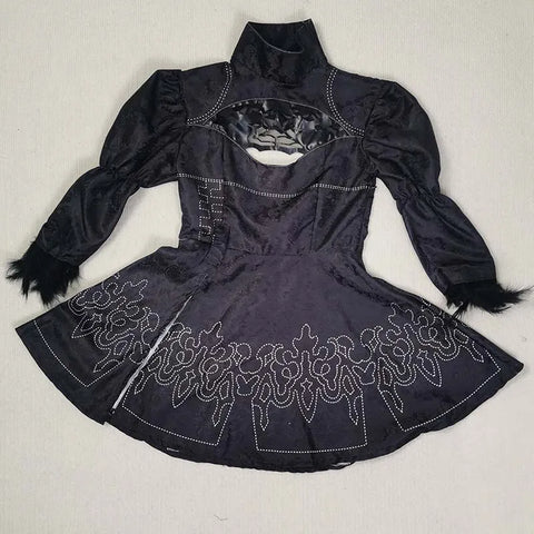 Big Size Yorha 2B Cosplay Costume Black Leotard Dress 2B Full Set Halloween Shojou Magical Girl Outfits Wig Gloves Eyemask Socks