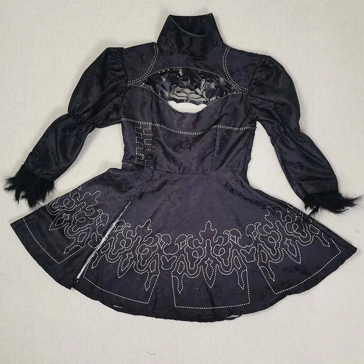 Big Size Yorha 2B Cosplay Costume Black Leotard Dress 2B Full Set Halloween Shojou Magical Girl Outfits Wig Gloves Eyemask Socks