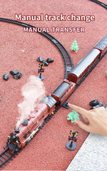Classic Electric Train Set – Retro Steam Locomotive with Alloy Engine and Tracks for Kids