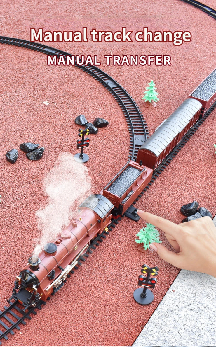 Classic Electric Train Set – Retro Steam Locomotive with Alloy Engine and Tracks for Kids