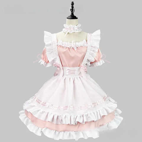 Black and White Lolita Maid Costume – Cute French Apron Dress Uniform for Cafe, Parties, and Cosplay