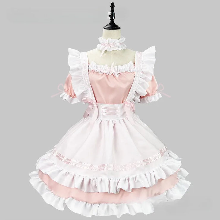 Black and White Lolita Maid Costume – Cute French Apron Dress Uniform for Cafe, Parties, and Cosplay
