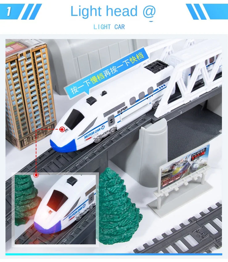 High-Speed Electric Train Set – Realistic Rail Model with Tracks for Kids to Assemble