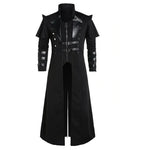 Vintage Steampunk Assassin Costume – Black Gothic Split Jacket with Medieval Pirate and Elven Style for Adult Men