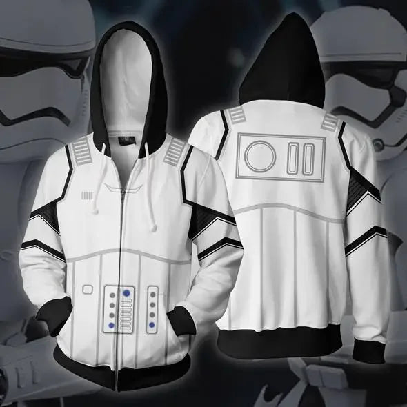 Cosplay Hoodie Jacket – Stormtrooper, Mandalorian, and Darth Vader Designs for Men’s Spring/Autumn Wear, Ideal for Halloween and Party Props