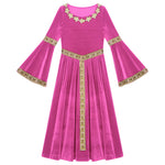 Girls Medieval Renaissance Velvet Dress Princess Queen Cosplay Costume Party Dress