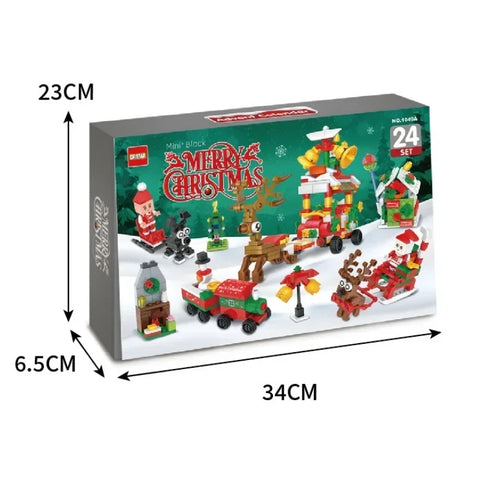 Christmas Advent Calendar Building Blocks Toys Christmas Reindeer Santa Claus Building Blocks Gifts Box
