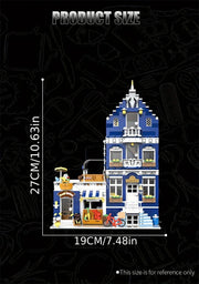 1456/1950/2225 pcs European Market Street Café Villa Store House MINI Bricks Building Blocks City Street View Scene Model