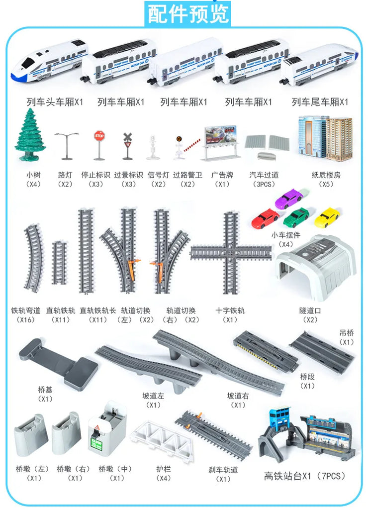 High-Speed Electric Train Set – Realistic Rail Model with Tracks for Kids to Assemble