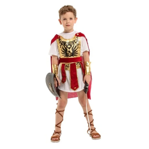 Child Greek Roman Warrior Gladiator Costume Boys Knight Cosplay Carnival Party Fancy Dress Costume only. No Weapon