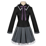 Akemi Homura Cosplay Costume – Puella Magi Madoka Magica Combat Dress with Bow, Wig, and Uniform for Halloween or Party Events