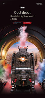 Retro Steam Train Track Set – Electric Locomotive with Smoke, Lights, Sound, Cargo Cars & Tracks for Kids