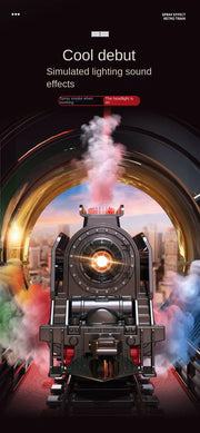 Retro Steam Train Track Set – Electric Locomotive with Smoke, Lights, Sound, Cargo Cars & Tracks for Kids