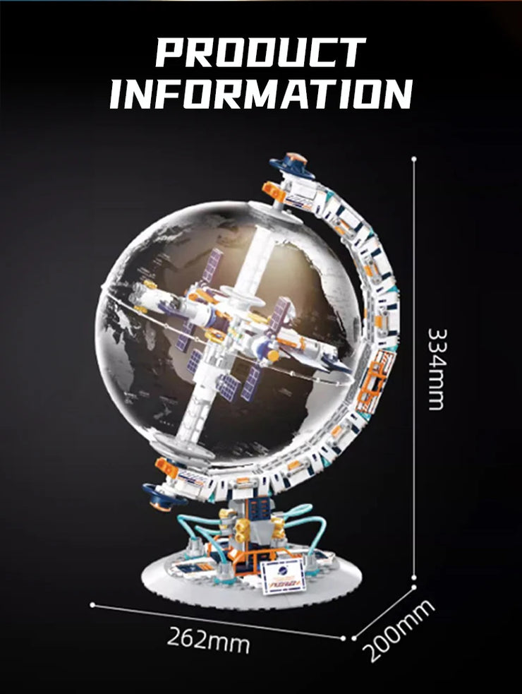 Creative Technology Space Station Transparent Globe Building Set – High-Tech Construction Bricks
