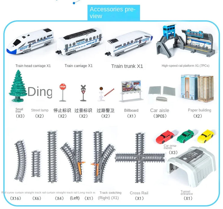 High-Speed Electric Train Set – Realistic Rail Model with Tracks for Kids to Assemble