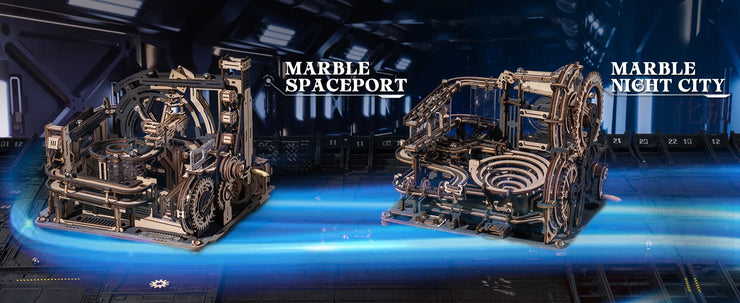 Robotime ROKR Marble Spaceport Electric Model Kit – 3D Wooden Puzzle