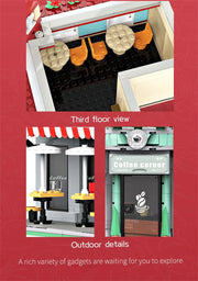 1456/1950/2225 pcs European Market Street Café Villa Store House MINI Bricks Building Blocks City Street View Scene Model