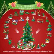 701pcs Christmas Tree Building Set with LED Light Toys Kids Adult 24in1 Christmas Countdown Calendar Building Blocks Gift