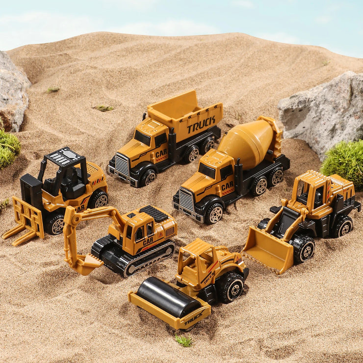 6-Piece Diecast Construction Vehicle Set – Alloy Loader, Tractor, Excavator & Trucks for Kids