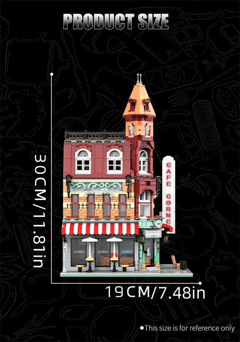 1456/1950/2225 pcs European Market Street Café Villa Store House MINI Bricks Building Blocks City Street View Scene Model