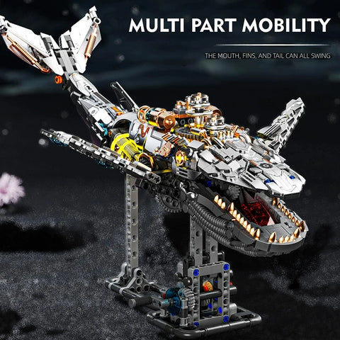 Technical Mechanical Whale Sea Life Animal World Assembly Building Blocks Bricks Set With Light