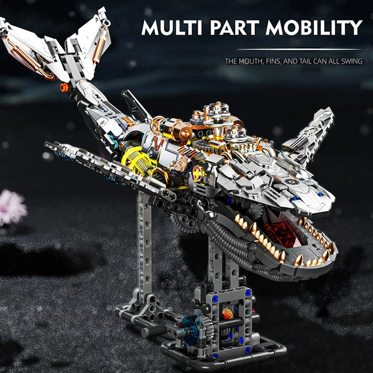 Technical Mechanical Whale Sea Life Animal World Assembly Building Blocks Bricks Set With Light