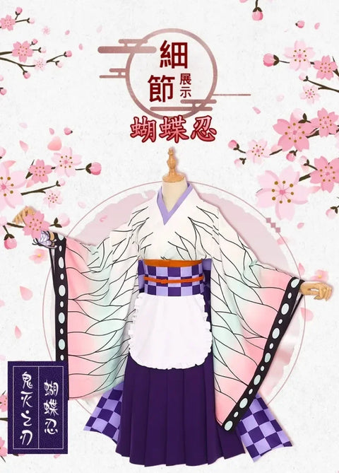 Anime Cosplay Costume Kanroji Mitsuri Kibutsuji Kimono Maid Uniforms Blade Kochou Shinobu Kamado Nezuko Dress Cosplay