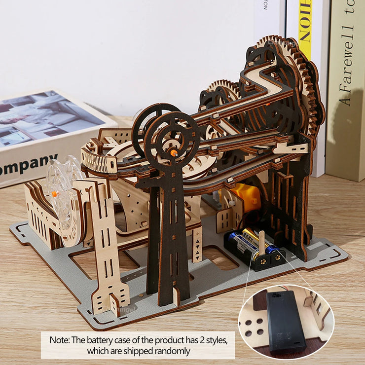 3D Wooden Marble Run Set – DIY Assembly Mechanical Model Kit