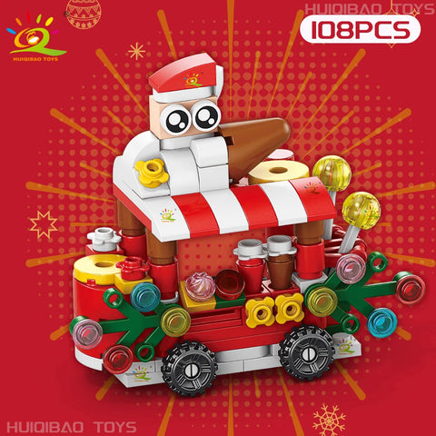 Christmas 8IN1 Santa Claus Tree Model Building Block DIY Elk Snowman Bricks Ornament Toys for Children Adult Gift