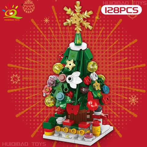 Christmas 8IN1 Santa Claus Tree Model Building Block DIY Elk Snowman Bricks Ornament Toys for Children Adult Gift