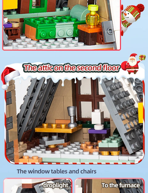 766pcs Christmas Cottage Building Toys Building Block Brick Set Kids Christmas Gift