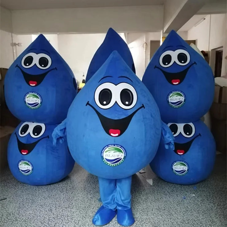 Blue Water Drop Mascot Costume – Water Conservation Cosplay for Events, Parties & Promotional Performances