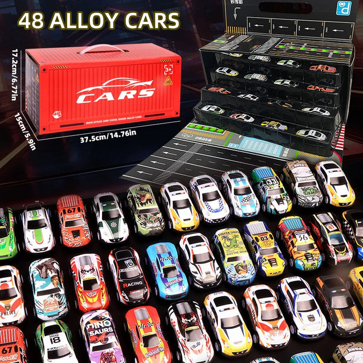 48-Piece Alloy Car Set – Classic Racing and Tin Car Models in Gift Box for Kids