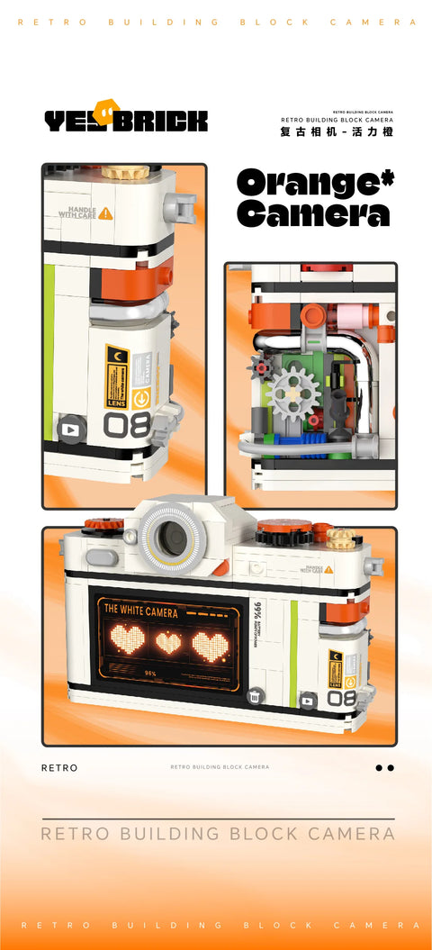 Retro DSLR Camera Assembly 500+ pieces Building Block Detachable Mechanical Trendy Punk Style Model