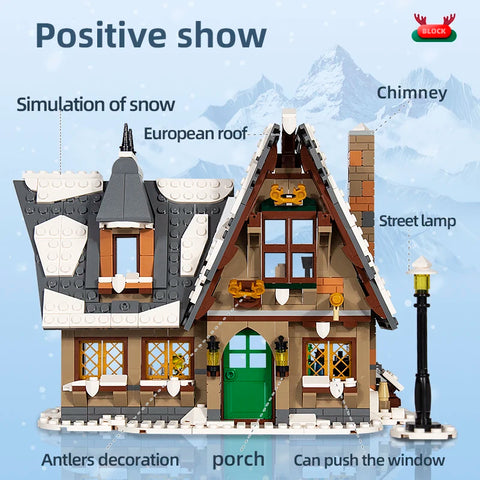 766pcs Christmas Cottage Building Toys Building Block Brick Set Kids Christmas Gift