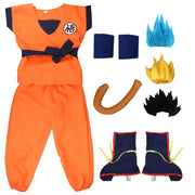 Son Goku and Krillin Cosplay Costumes – Halloween Suits with Tail, Wristband, and Super Saiyan Wig for Adults and Kids