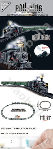 Electric Classic Passenger Train Set – Battery-Operated Steam Locomotive with Smoke and Sound Simulation