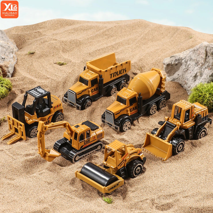 6-Piece Diecast Construction Vehicle Set – Alloy Loader, Tractor, Excavator & Trucks for Kids