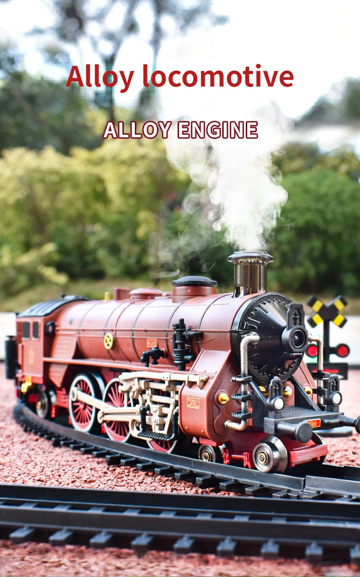 Classic Electric Train Set – Retro Steam Locomotive with Alloy Engine and Tracks for Kids