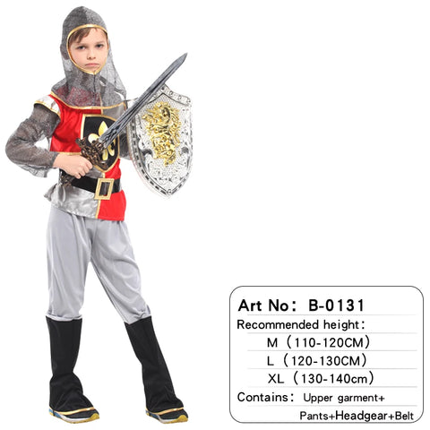 Child Greek Roman Warrior Gladiator Costume Boys Knight Cosplay Carnival Party Fancy Dress Costume only. No Weapon