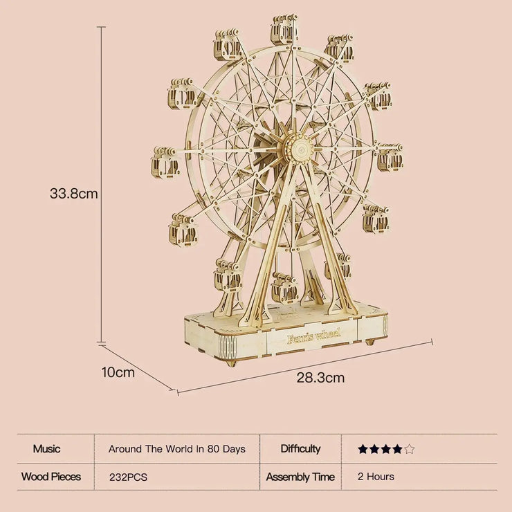 Robotime Rolife Rotatable Ferris Wheel – 232pcs DIY 3D Wooden Model Kit