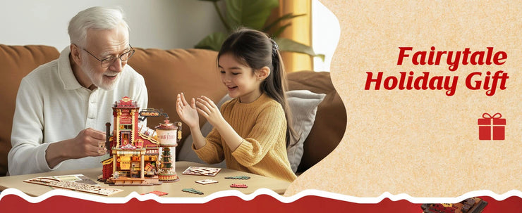 Robotime ROKR Christmas Dream Gift Factory Music Box – 3D Wooden Puzzle Model Kit